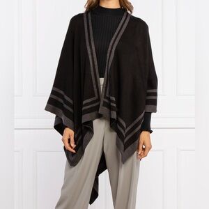 RALPH LAUREN Women’s Two-Tone Ruana, Black/ Grey One Size